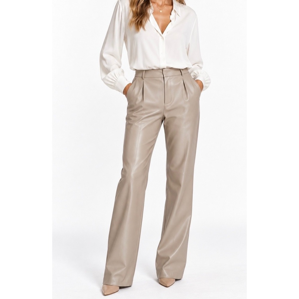 Abercrombie & Fitch Curve Love Vegan Leather 90s Straight Pants